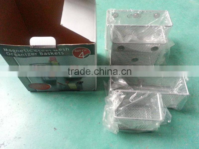 magnetic steel mesh organizer baskets pen holder magnetic desk organizer iron mesh bathroom organizer