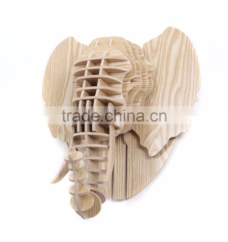 home wall mounted wooden elephant head decoration