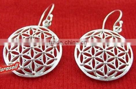 silver flower of life pendant, flower of life earring