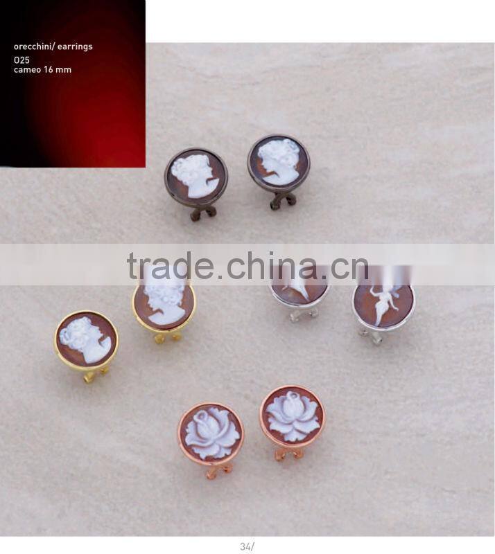 Wholesale 925 Sterling Silver Elegant Handmade Cameo Fairy And Flower Pendant Made in Italy O30 cameo 11mm