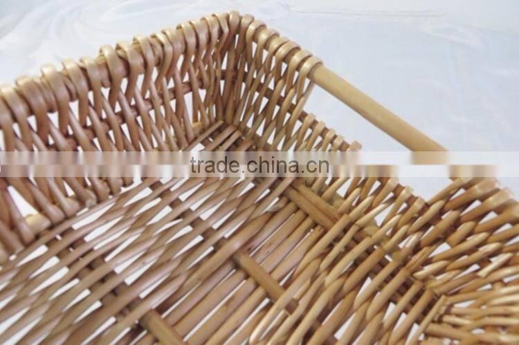 Cheap Wholesale Set 3 Handmade Natural Flat Trays Rattan Wicker Fruits Bread Basket