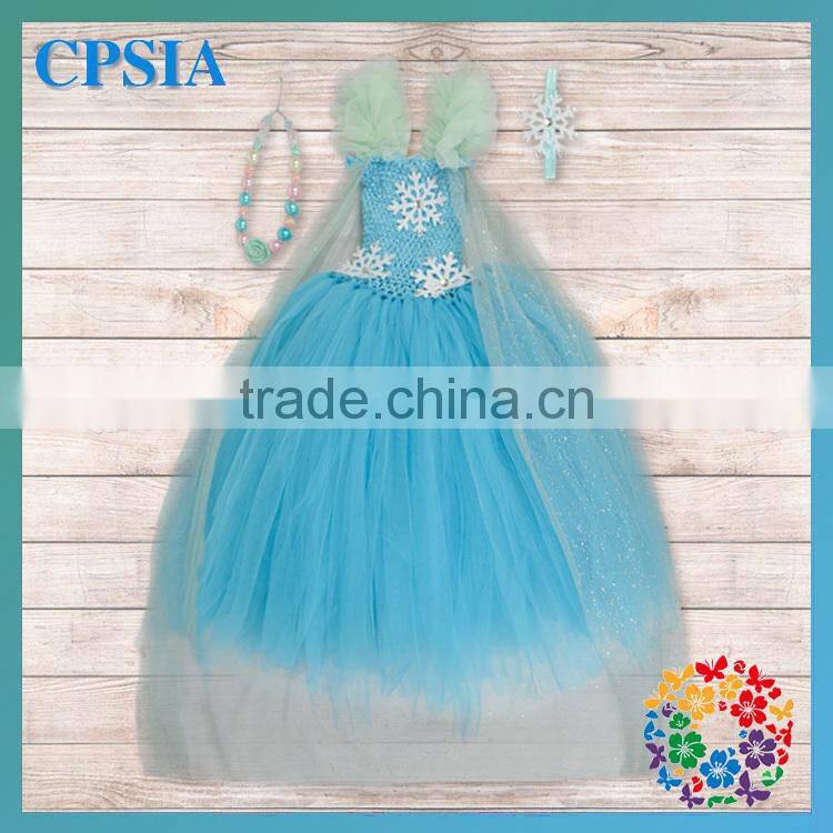 Kids Aqua Snowflake Chiffon Tulle Puffy Tutu Dress Little Girls Winter Formal Dresses