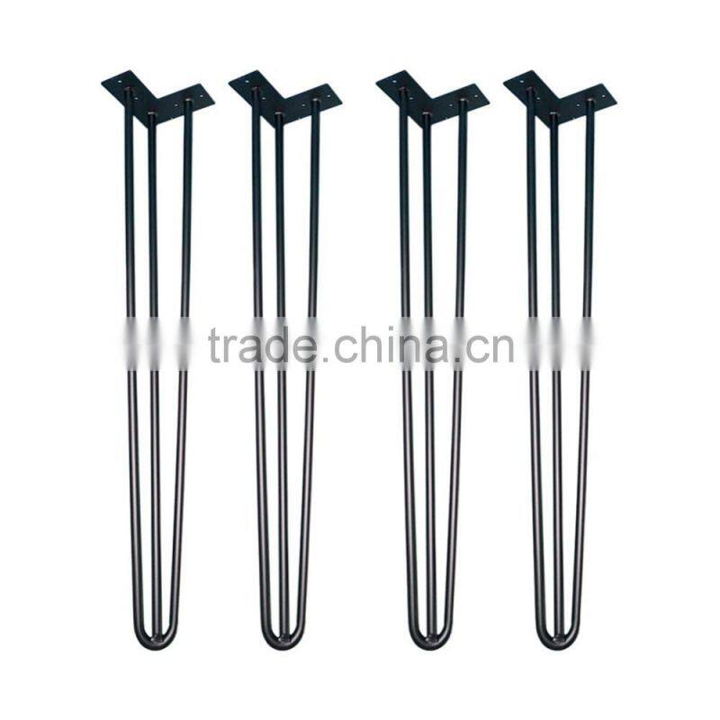 China supply low price cost iron black office furniture table with metal hairpin legs