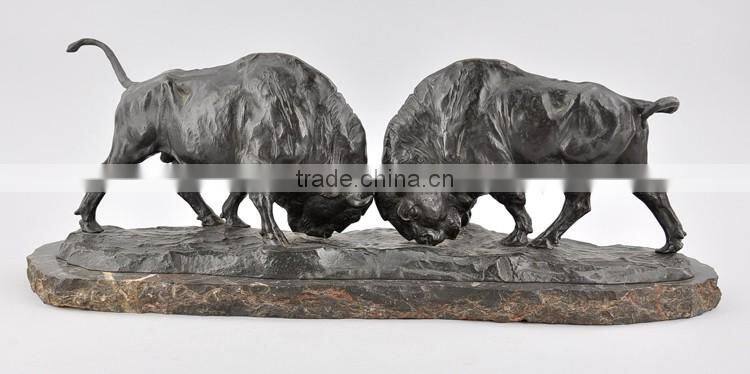 large outdoor sculptures fighting custom bison bronze statues for sale
