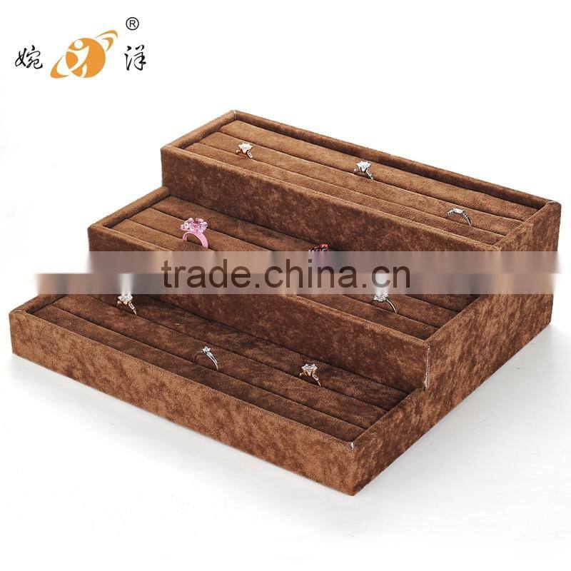 2016 hand made three layers countertop ring display case customized
