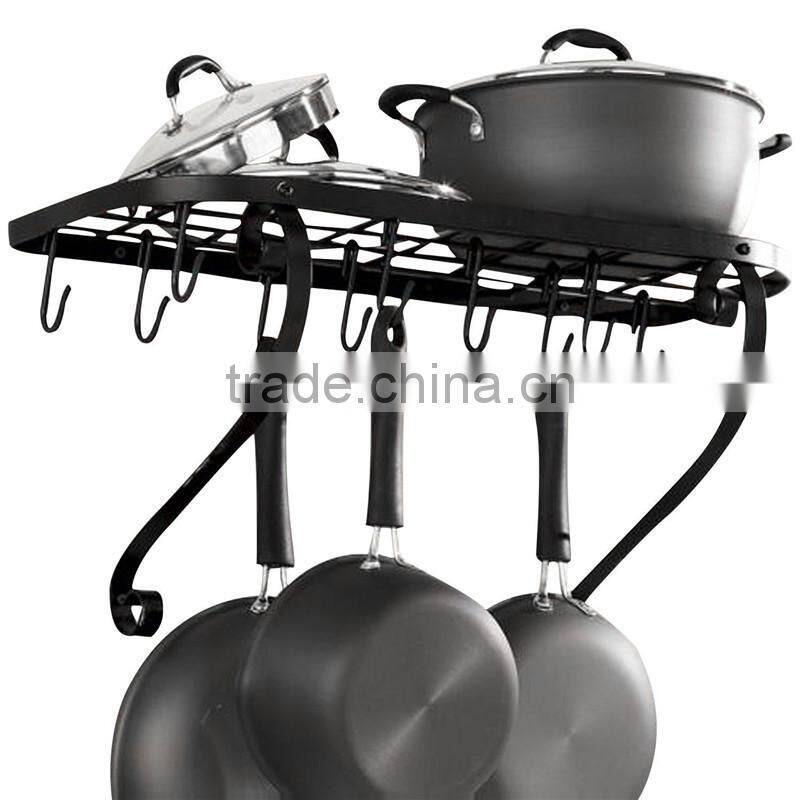 2017 Wholesale hot selling hanging pot rack, metal wall mounted holders