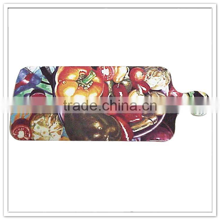 LFGB Vegetable & fruit printed melamine board, hard plastic new design chopping board
