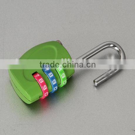 Colored 3 digit zinc alloy decorative travel password safe lock