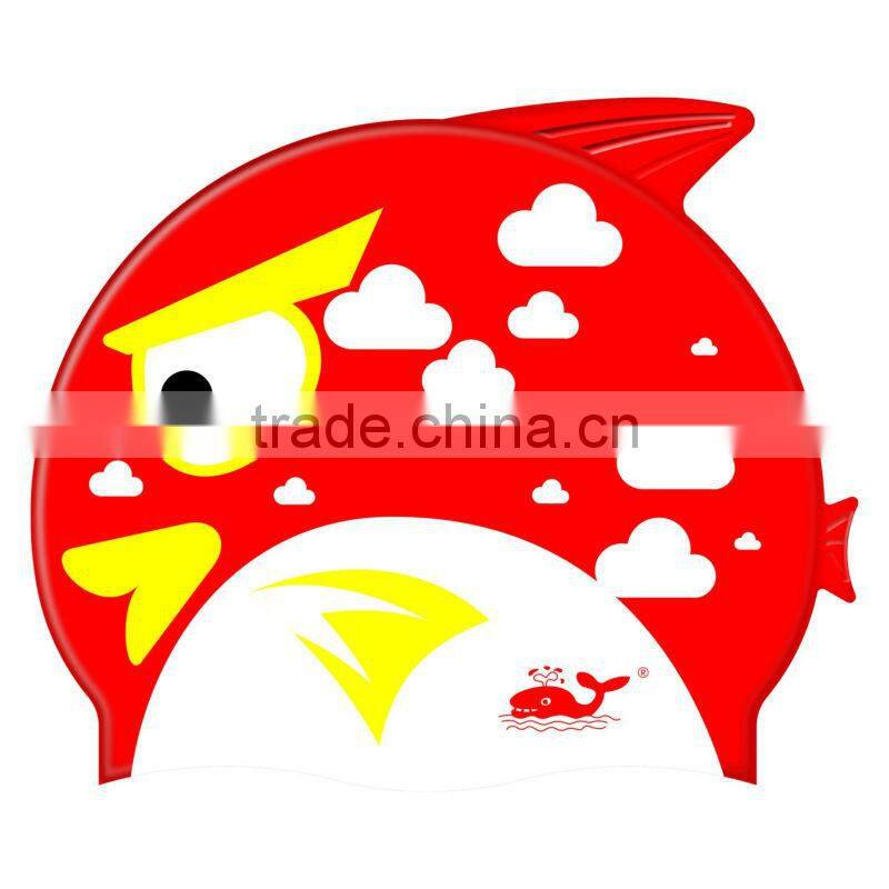 Custom multi printed silicone cartoon swimming cap for kids