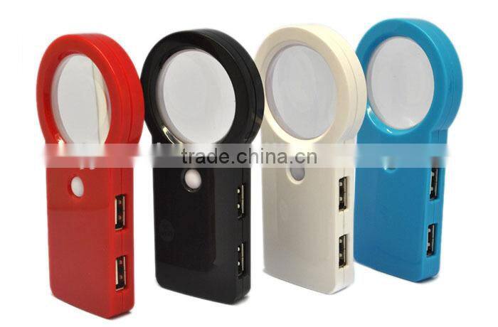 Magnifier HUB with four USB ports