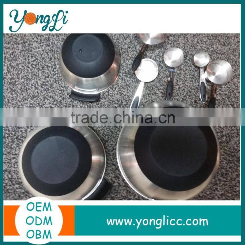 Home Silicone Handles Measuring Bowls 3 Piece Stainless Steel Mixing Bowl Set