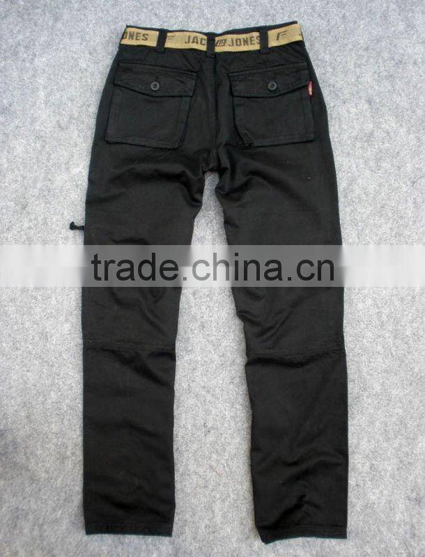 Mens' 100% cotton twill casual pants with zipper pocket at knee