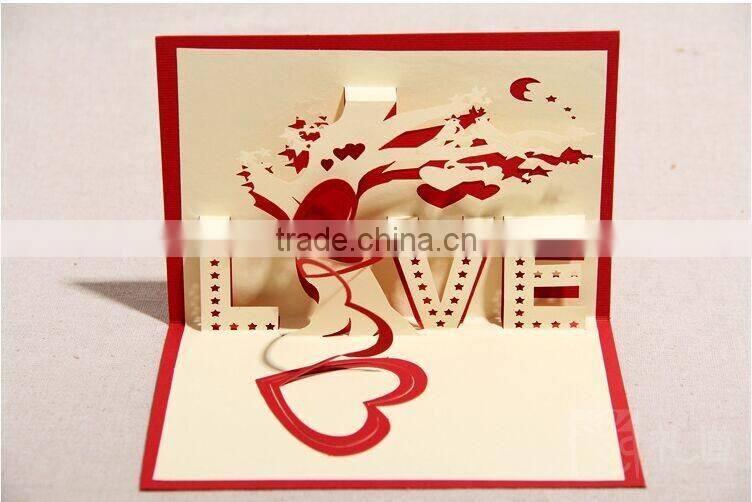 2016 hot sale 3D paper material lovely wedding invitation card luxury