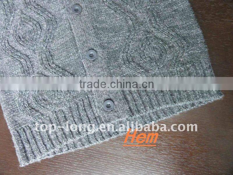 Jacquard Cardigan knitwear man sweater of 27%wool