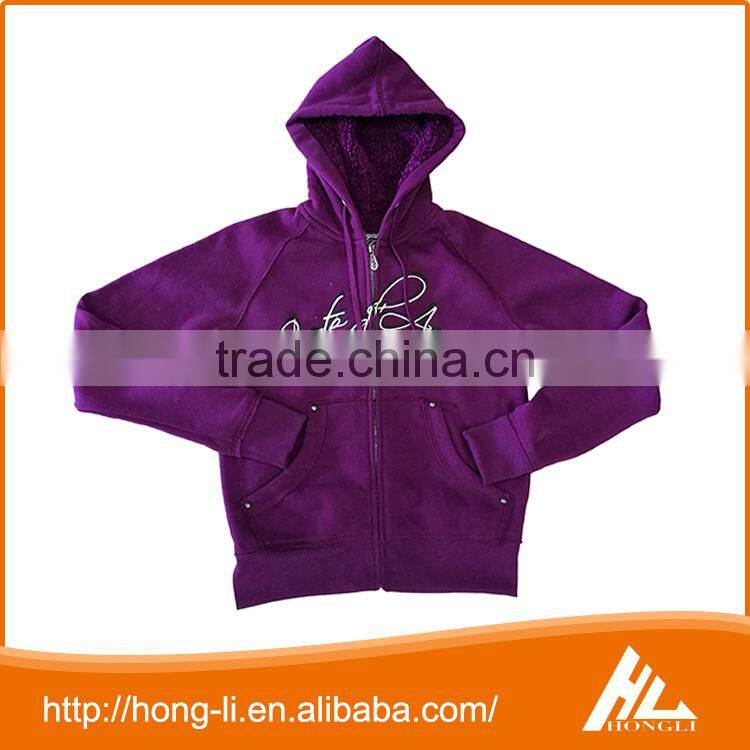 Custom made high quality zipper-up thick girl's spring fleece jacket