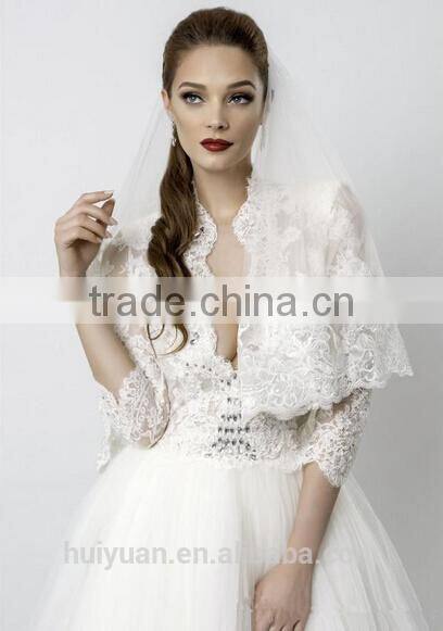 beautiful deep v neck lace long sleeve muslim wedding dress