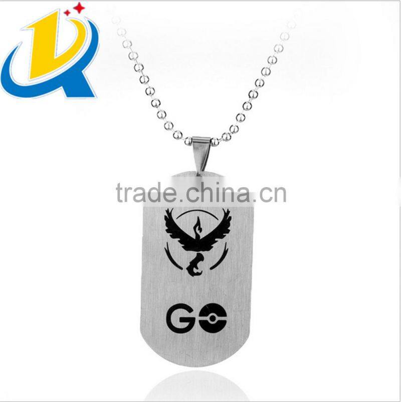 New design popular stainless steel pokemon go custom necklace
