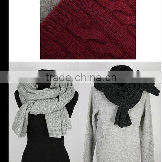 Hemp flowers red&green Handmade Flat knitted scarf