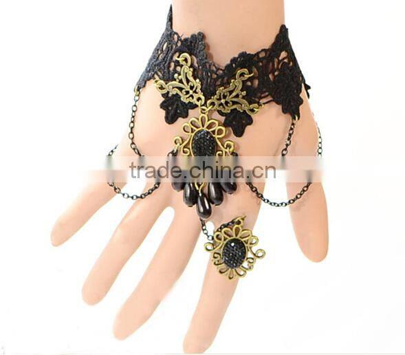 2015 hot selling lace bracelet&ring sets bride wedding jewelry set wholesale