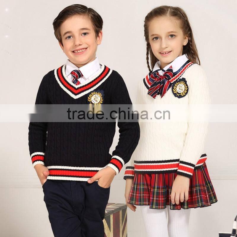 High quality OEM uniform cable knitting fashion british style junior school uniform