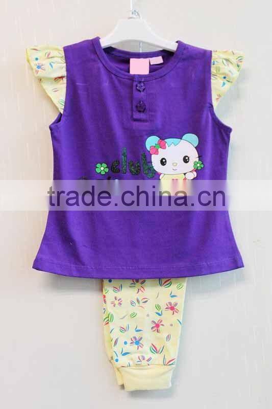 High Quality Latest Design Baby Sleeveless Pajama Set Knitted 100% Cotton Pajama 2 Pcs Set TP-7713