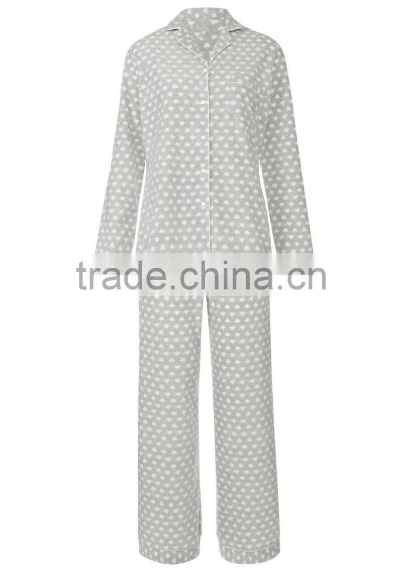Heart printed zip up plus size adult onesie pajamas
