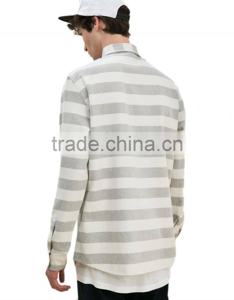 100% cotton loose design mens striped shrits