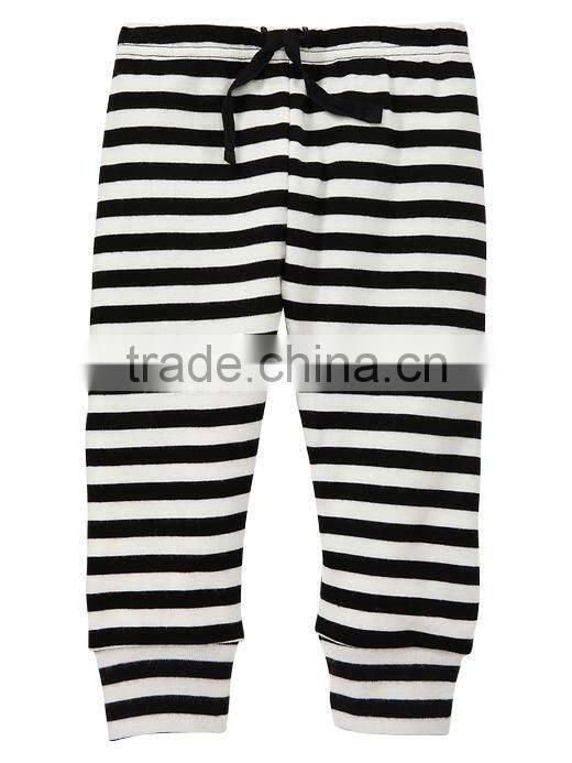 BOYS COTTON STRIPED PANT WITH SOLID WAIST BAND & CUFFS