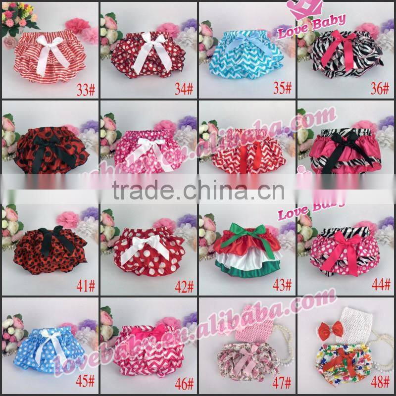 Wholesale Solid Color Baby Bloomers Fashional Satin Bloomers with Butterfly Knot