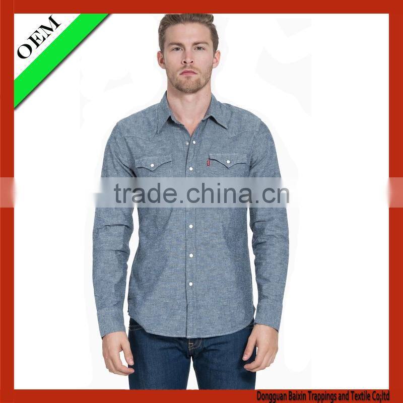 2015 high quality Jean Shirt With long Sleeve OEM