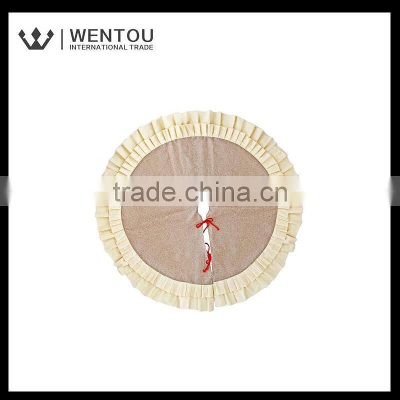 Wholesale Double Ruffles Burlap Christmas Tree Skirt