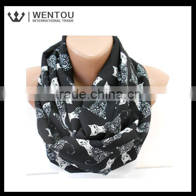 Fashion Winter Infinity Cat Print Scarf