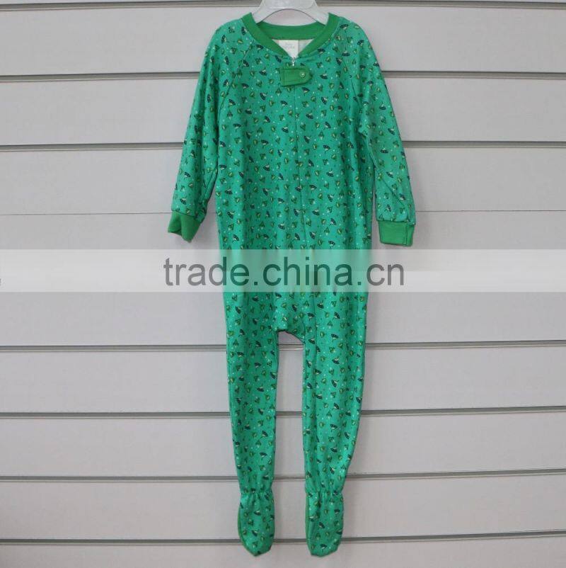100% cotton plain and full print baby footie romper with animal patch and embroidery by snap opening or zipper opening