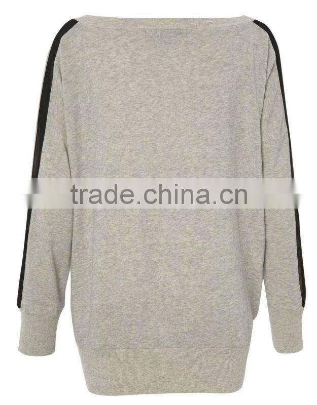 Cotton/Poly Blend Sweatshirt with Chiffon Panel Inserting