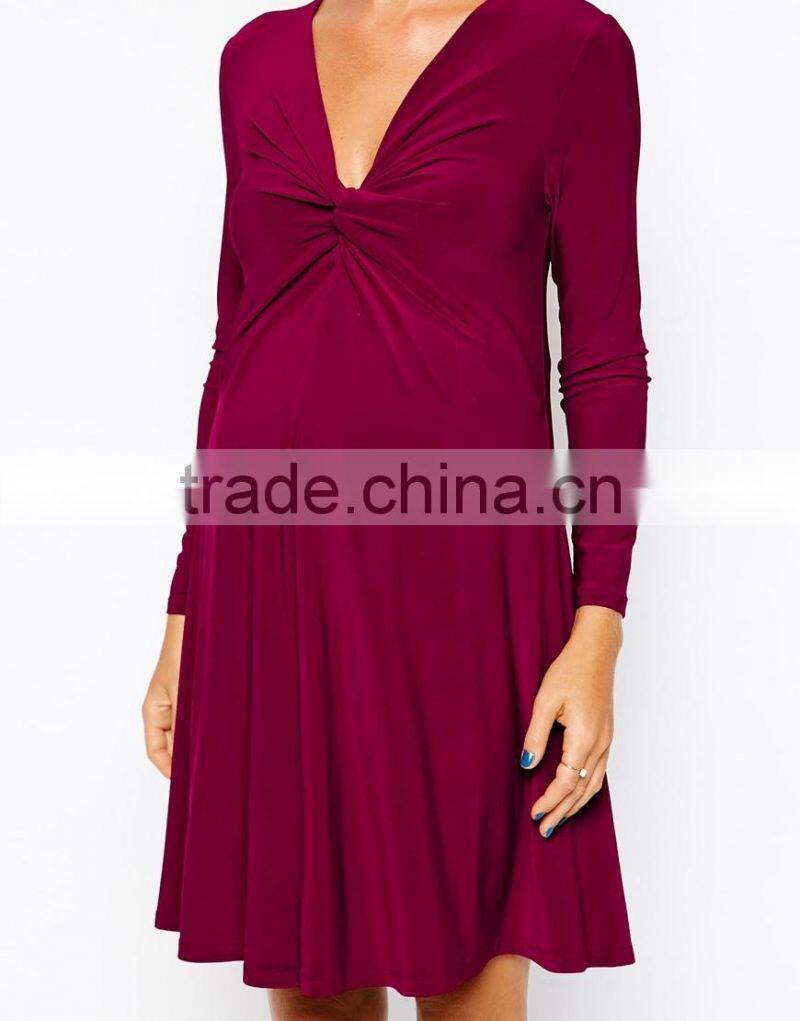 Maternity Exclusive Swing Dress With Twist Front