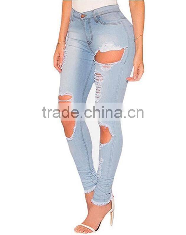 Sidefeel Women Casual ripped jeans women distressed skinny jeans