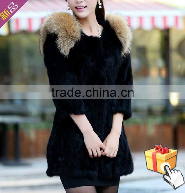 Short paragraph round neck seven sleeves fur coat autumn and winter women fashion warm wholesale custom