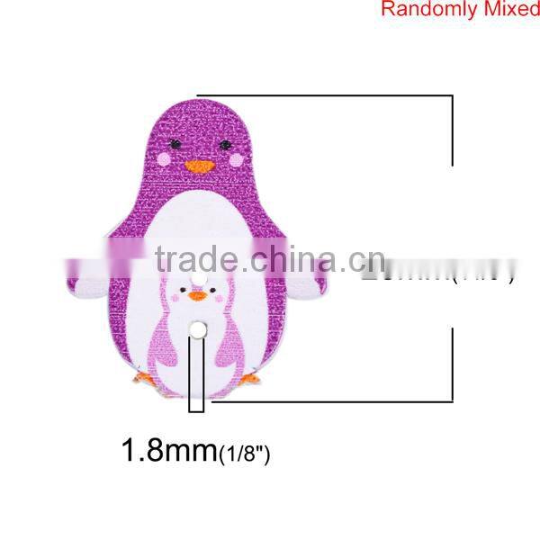 2 Holes Penguin At Random Wood Sewing Buttons Scrapbooking