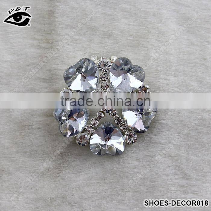 Shiny Flower Shaped Crystal Rhinestone Ornament Accessories with metal clip for high heel shoe wedding shoes
