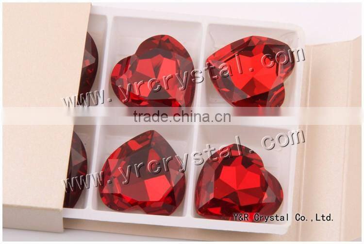 4827 Crystal Beads 28mm Siam Color Red heart glass gemstone
