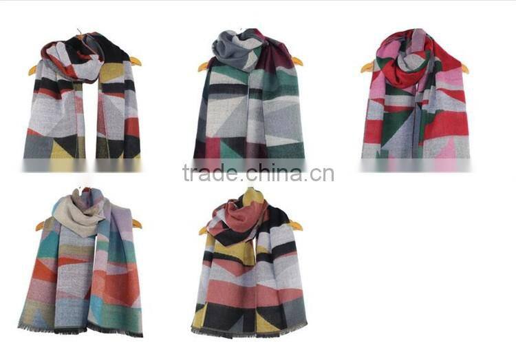 Colorful 100% Acrylic Pashmina shawl Winter Geometric Women Scarf Shawl RL-208