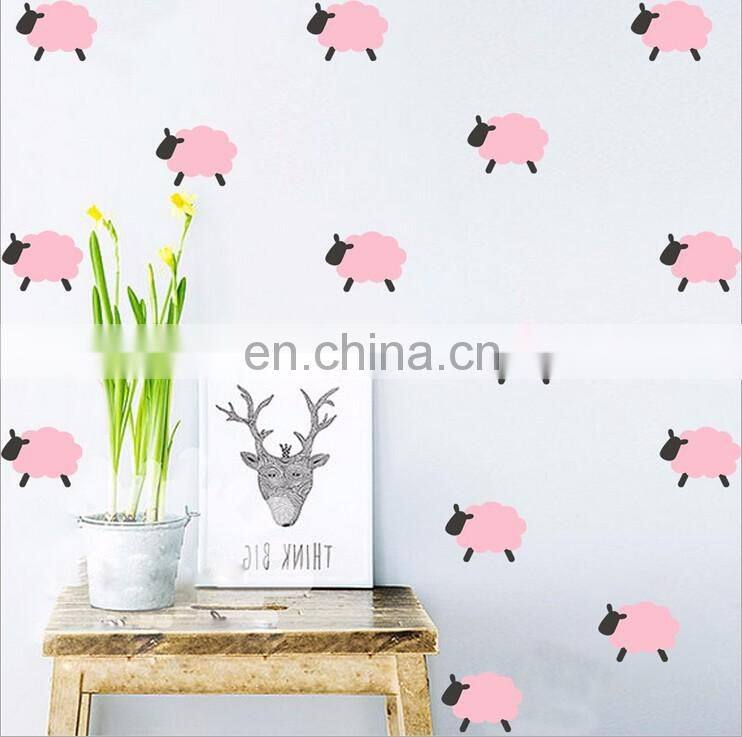 Cute Pink Sheep Ins Style Vinyl Mini Wall Sticker Children Room Home Decoration Mural Roon Decal