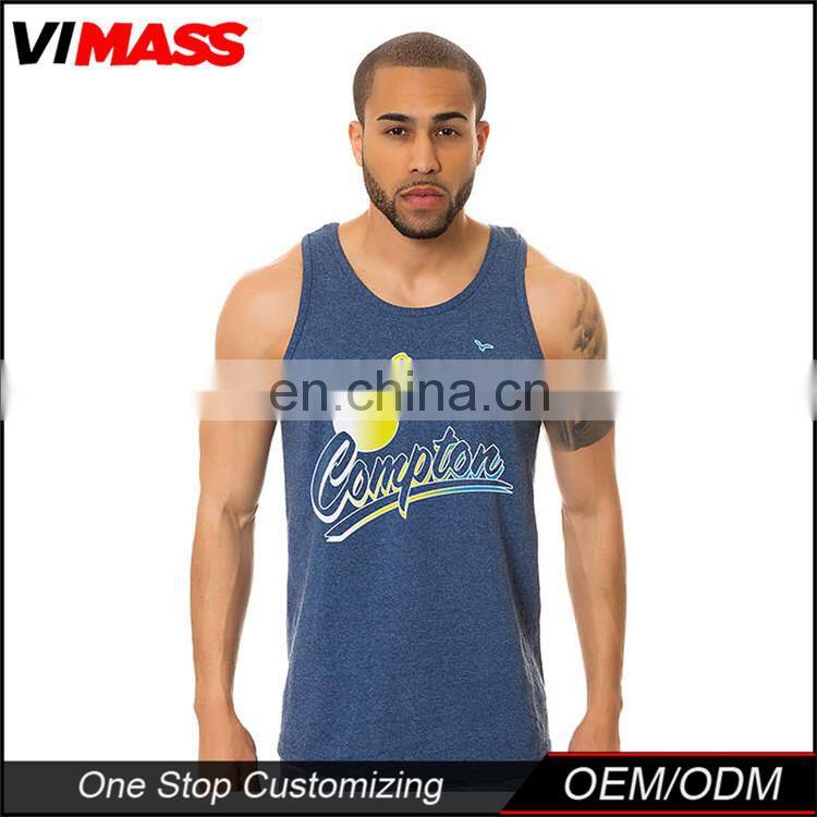 Custom Printed Logo Cotton Mens Gym Sports Tank Top