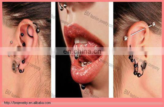 Gold titanium plated flower shaped tongue ring barbell body jewelry