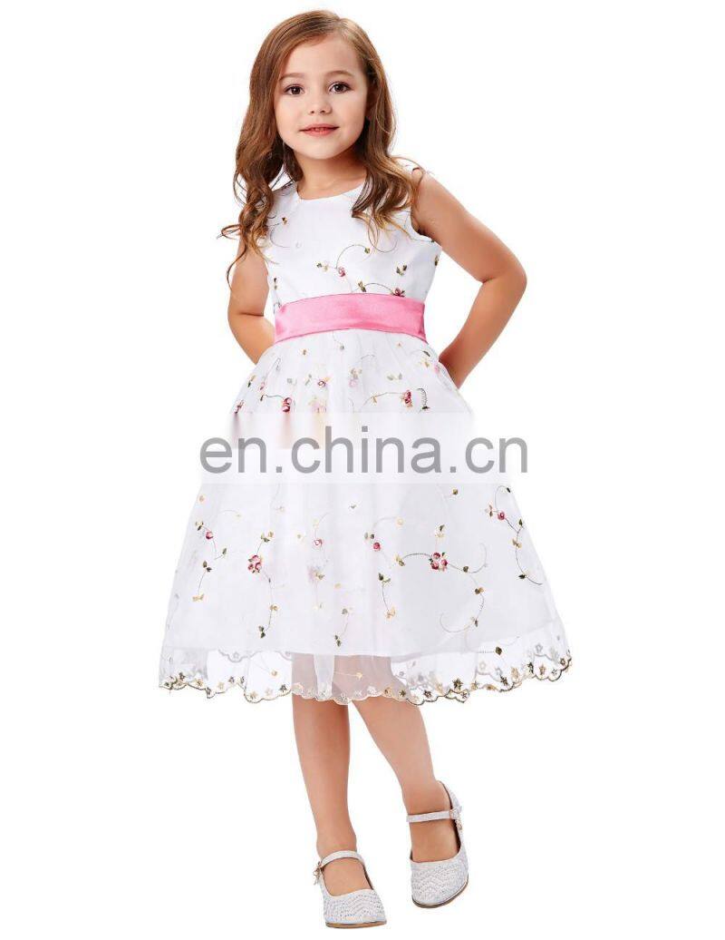 Grace Karin Cute Sleeveless White Lace Girl Party Wear Western Dress CL007553-1