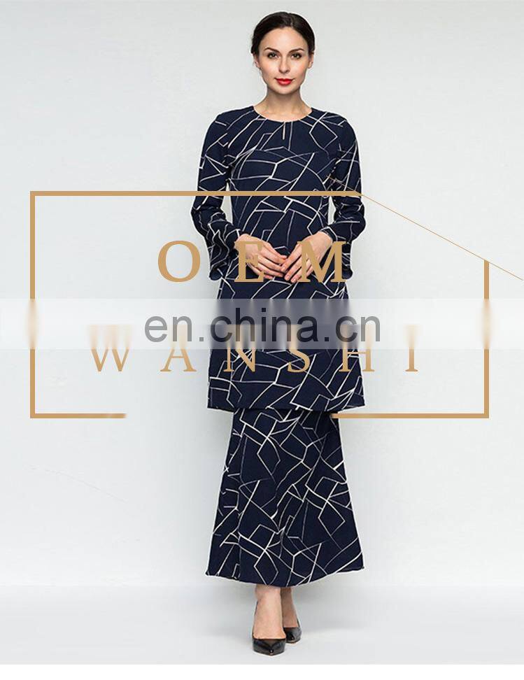 top selling modern islamic custom print baju kurung womern clothing