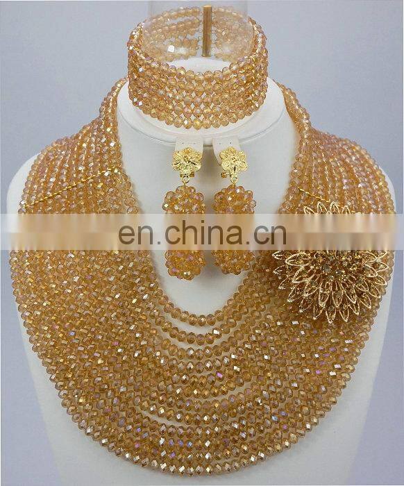 2016Wedding jewelry set silver color African bead necklace for bridalHandmade jewelry for lady