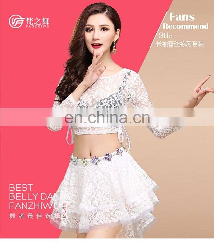 T-5146 France best sales newest Sexy lace hot drill belly dance top and skirt set
