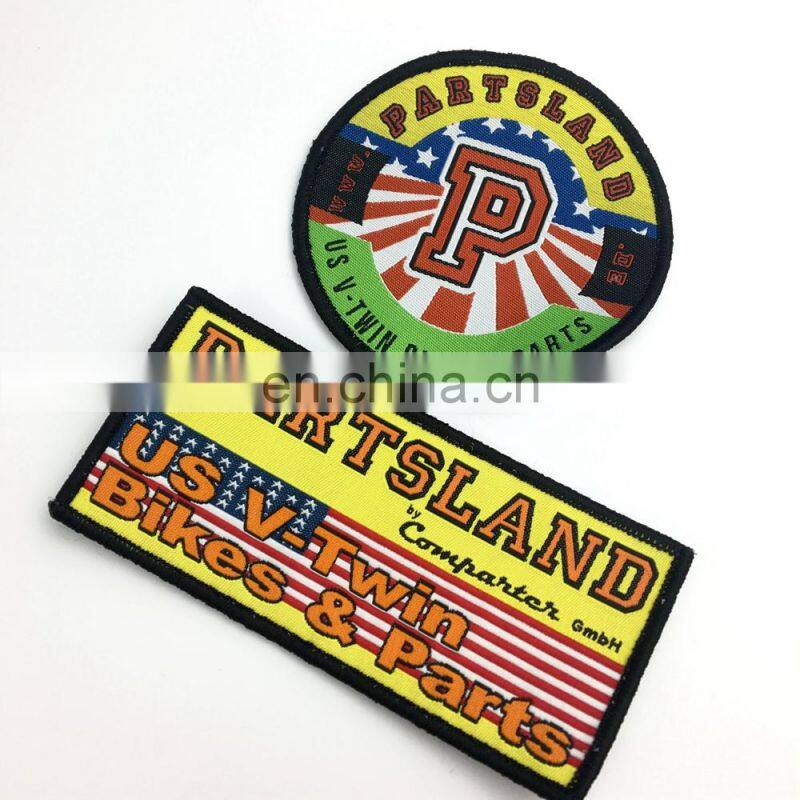 custom sewn on woven brand patches for garment clothing
