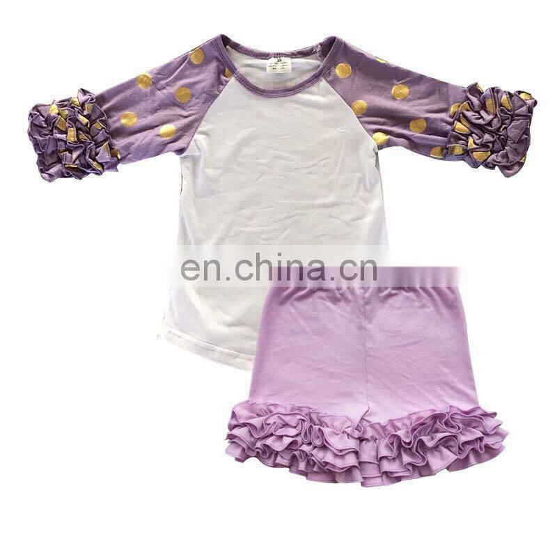 Cheap price plain dress floral ruffle short kids summer clothing sets